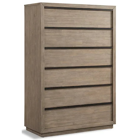 6 Drawer Chest in Wirebrushed Greystone Finish